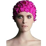 Patty and Fashion Design Ladies Long Hair Flowers Swim Cap Pack of 1(Pink)