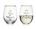 Elegant Home Personalized Gift Set of Two 19 Oz. Queen & King Stemless Wine Glass - unique Novelty - Gag Gift.