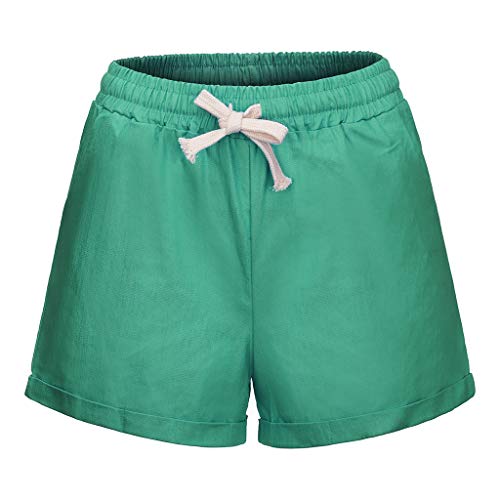 Women Short Pants, JOYFEEL â¤ï¸ Ladies Cotton Linen Casual Elastic Waist Pants Drawstring Solid Summer Walking Shorts