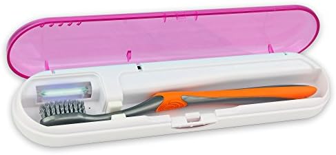 ChiTronic® Portable UV Toothbrush Sanitizer Sterilizer Carry Case for Traveling Hotel Brush Heads Sterilizing Bacteria Germs (Set of 1, Pink)