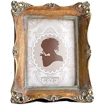 CISOO Vintage Picture Frame 2.5x3.5 Antique Photo Frame Table Top Display and Wall Hanging Home Decor (Bronze)