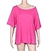 Laimeng T-Shirt,Women's Sleeve Casual Tops White T-Shirt (XL, Hot Pink)