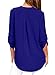 FARYSAYS Women's Casual Solid High Low T Shirt V Neck Cuffed Sleeve Blouse Tops Blue X-Large