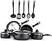 13-Pieces - Heavy Duty Cookware Set - Black, Highly Durable, Even Heat Distribution, Double Nonstick Coating - Multipurpose Use for Home, Kitchen or Restaurant - by Utopia Kitchen (Cookware Set)