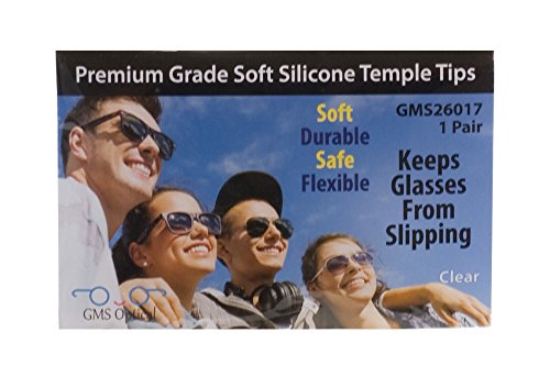 GMS Optical Premium Grade Comfortable Silicone Anti-slip Holder for Glasses, Ear Hook, Eyeglass Temple Tip (2 Pair, Clear)