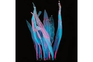 REIRQIE 1Pcs Aquarium Decoration Blue Plants Simulation Artificial Water Grass Plastic Fish Tank Decor Plant Silicone Glowing Kelp Ornament Aquarium Accessories Fake Plants,Blue,9.84in