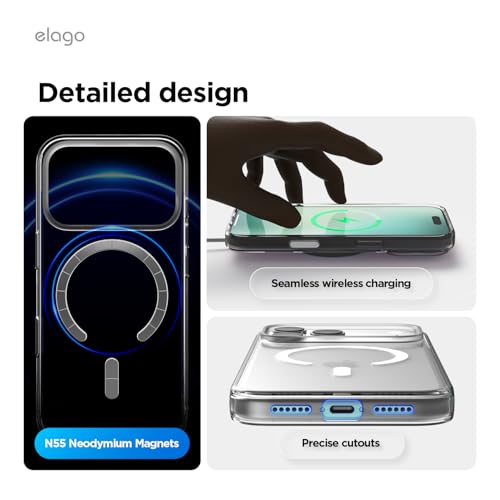 elago Funda Magnética Híbrida Transparente para iPhone 17 Pro MAX 6,9'' - Compatible con MagSafe, Tecnología PC+TPU, Cristal Claro, Funda Protectora Antigolpes, Perfil Delgado (Clear)