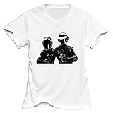 TWSY Women's Daft Punk T-Shirt White US Size XL,100% Organic Cotton