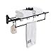 Rozin Bath Towel Holder Wall Mount Folding Towel Rack with Hooks Black Color