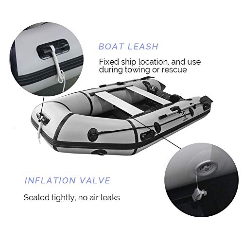 Max4out Inflatable Boat Fishing Dinghy 2 Paddles Sport Tender Inflatable Raft 10 Feets (Gray)