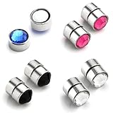 JOVIVI 2pc 6G Look Stainless Steel Fake Magnetic Crystal Ball Nose Ear Lip Stud, Non Piercing