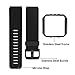 GeeRic Band and Frame Compatible with Fit Bit Blaze, Soft Silicone Strap Wristband for Smart Fitness Watch, Sports Men Women Black Band&Balck Frame Large