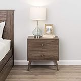 Prepac Milo Mid Century Modern 2 Drawer Nightstand in Drifted Gray
