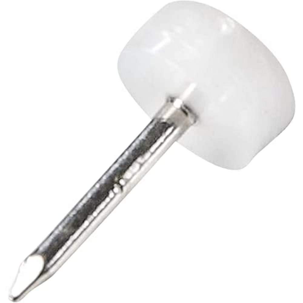 Adsamm Premium Quality Furniture Sliders with Nail - 32 x Round, 1 cm Diameter, White - Robust Plastic for Smooth Floors