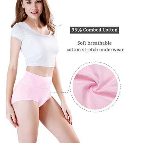 image for wirarpa Women's 2 Pack Cotton Underwear High Waisted Full Coverage Bri