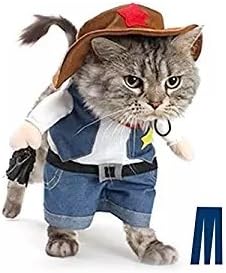 Pet Dog Cat Halloween costumes The Cowboy for Party Christmas Events Costume Uniform with Hat Funny Pet Outfit Clothing for dog cat (S)