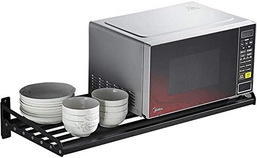 DCCER Wall-mounted microwave oven rack, multi-function kitchen rack, 304 stainless steel storage rack, easy to install seasoning rack (Size : 80x35CM)