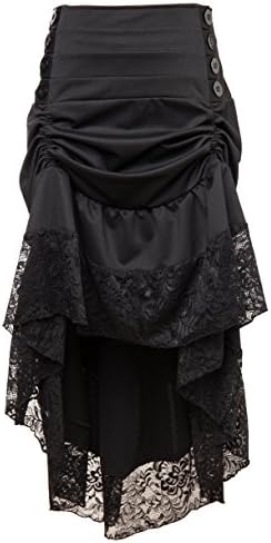 Adjustable Ruffle High Low Gothic Skirt Plus Size Steampunk Corset Skirt Long Dress