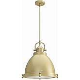 Hunter - Bridgemoor 3-light Modern Brass, Medium Size Pendant Light, Dimmable, Industrial Style, Dome Shaped, for Bedrooms, K