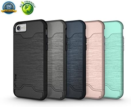 Apple iPhone 8 Plus, iPhone 7 Plus Multi-Purpose Protective Case by nth Time | Card holder, Wallet, Kickstand, Camera Protection, Shock Proof, Free tempered glass screen protector - Black