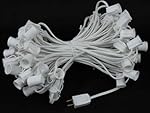 Novelty Lights 100 Foot C9 Outdoor String Light Christmas Stringer - Patio String Lights - Intermediate Base (C9/E17) - 12" Spacing - White Wire