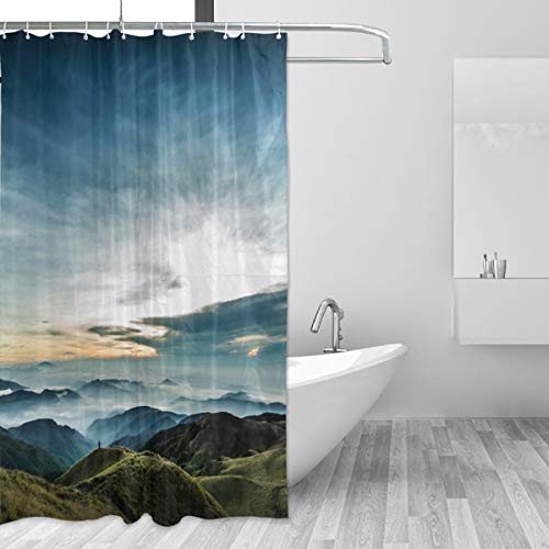 LORVIES Lanscape Shower Curtain Polyester Fabric Water Repellent Mildew Resistant Shower Curtain for Bathroom Bathtubs Decorative, 60W X 72L Inches