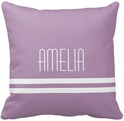 Narrow Stripes Name Monogram White Lavender Throw 18*18 pillow Case