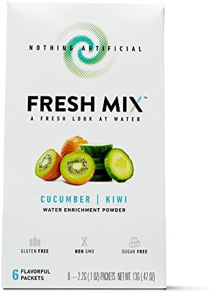 Fresh Mix Powder Instant Drink, Cucumber Kiwi (6 Count) - best combo of taste, nutrition & convenience | box = 30% weekly USDA Other Vegetables Value | Nothing Artificial, Non-GMO, Sugar & Gluten Free