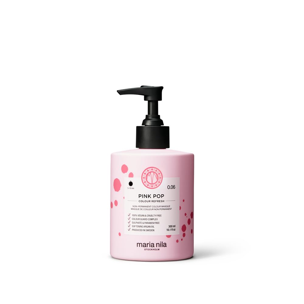 Maria Nila Color Refresh, Pink Pop 300 ml, Pink Hair Mask, Semi-Permanent Pigments, 100% Vegan & Sulfate/Paraben free