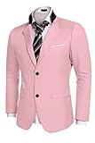 Coofandy Men's Casual Dress Suit Slim Fit Stylish Blazer Coats Jackets, Size Medium, Pink