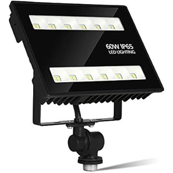 Hykolity 60W Knuckle Mount LED Security Flood Light, 6000lm LED Landscape Lighting, Outdoor 5000K Daylight [150W MH Equivalent] for Building Facades,Wall Washer, Back Yard