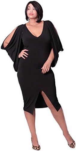 Plus Size Cold Shoulder Grecian Dress - Black (1X, Black)