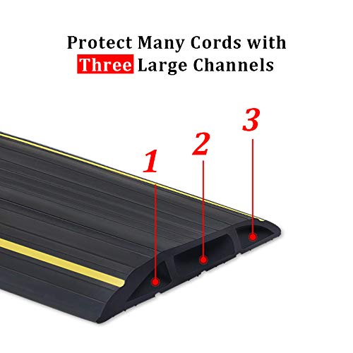 Heavy Duty Floor Cord Cover Cable Protector, 3 Channels Protect Cords
