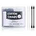 Meilamei 300 Count Cotton Swabs Buds Double Tipped 100% Cotton White and Black Natural Paper Sticks Multipurpose Cleaning Sterile Sticks Makeup Qtips