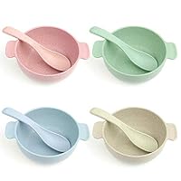 Carperipher Kids Bowls, Unbreakable Toddler Bowls for Baby Feeding, Wheat Straw Snack Bowl Tableware, Dishwasher-Safe, BPA Free, Eco Friendly, 4 Bowls & 4 Spoons Bones, 4 Assorted Colors