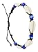 BDJ Handwoven Cobalt Blue Beads Cowrie Shell Wax Cord Bracelet Anklet 8.5-11 Inches