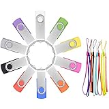 16GB USB Flash Drive Pack of 10 Thumb Drives -Multi-Coloured USB 2.0 Memory Stick - FEBNISCTE Swivel Thumb Drive Pendrive Jump Drives