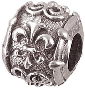 Zable Sterling Silver Spacer Fluer De Lis Bead / Charm