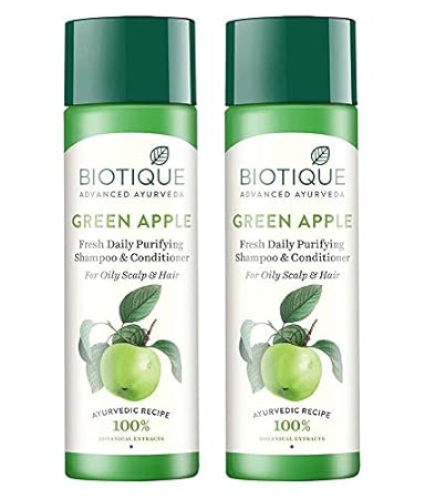 Biotique Bio Green Apple Fresh  Daily Purifying Shampoo And Conditioner  For Oily Hair And Scalp, 120ml