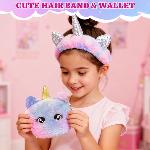 Beauenty Unicorn Gifts for Girls Ages 3-10 - Toys Set with Light Up Plush Pillow, Diary, Headband & Water Bottle - Birthday Christmas New Years Gifts for Kids & Girls (style 1)