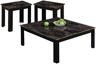 Candace &amp; Basil Coffee Table Set - 3PC Set / Grey / Marble-Look Top