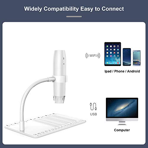 Microscopio Digital WiFi, HALOVIE Microscopio Digital Inalámbrico 50x -1000x Aumento 1080P HD 8 LED Microscopio Digital Electronico USB Compatible con iPhone/iPad/Mac/Teléfono Android/Tableta/PC