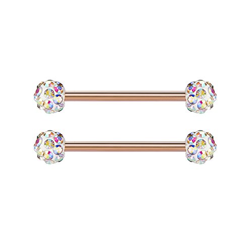 vcmart 14pcs 14G 18mm Tongue Rings Nipple Straight Barbells Surgical Steel Body Piercing Jewelry