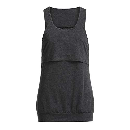 Nacome Women's Maternity Loose Comfy Pull-up Nursing Tank Tops Breastfeeding (Deep Gray, S)
