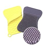 Silicone Sponge and Scrubber for Dish, Kitchen and Bathroom Cleaning – Extra Size Brush, Antibacterial, Heat Resistant, Odor and Mold Free | 2 Pack Violet/Yellow
