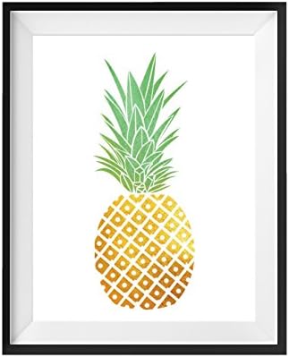 Pineapple Wall Art Poster Print - Teen Kids Nursery Room - Green &amp; Gold Foil - 8X10 inches by FOLE