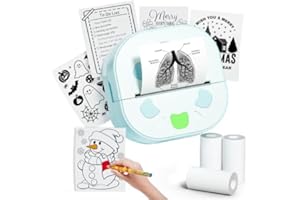 Mini Sticker Printer PrintPods, Portable Bluetooth Sticker Maker Machine with 3 Rolls Paper, D21 Thermal Inkless Photo Printe