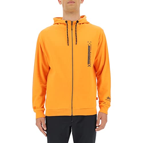 JEEP O102625-O288 XP Man Hooded Sweatshirt Full Zip Seek&Discovery Small Vertical Print JX22A Hombre Sun Orange/Black M