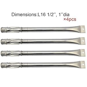 Image of hotsizz 12411 4-pack Stainless Steel Straight Pipe Burner for Lowes BBQ Grillware, Charmglow, North American Outdoors and Perfect Flame Grills