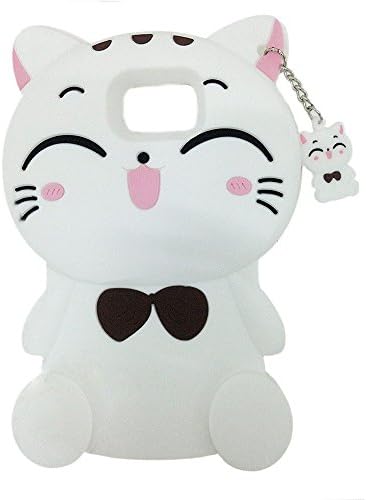 Galaxy S8 Case Galaxy S8 Cartoon Silicone Case,Bat King Cute Cartoon 3D White Lucky Fortune Cat Kitty with Cute Bow Tie Soft Silicon Gel Rubber Case Cover for Samsung Galaxy S8